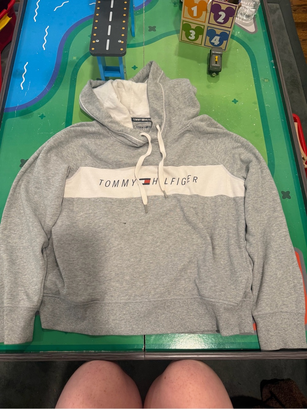 Tommy Hilfiger Gray and White Hoodie